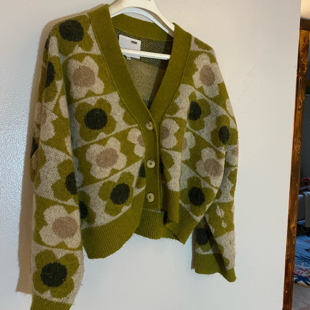 Olive Floral Cardigan Sweater